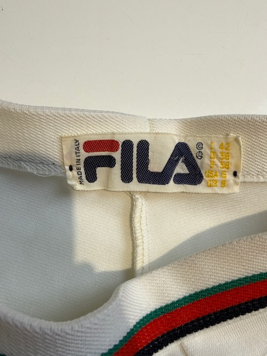 Fila White Athletic Shorts Vintage 70’s/80’s with Green & Red Stripe Trim - Picture 3 of 8